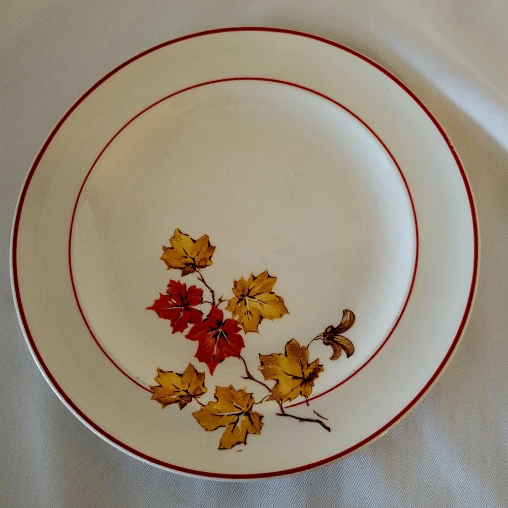 Vintage Harker Pottery Fall Leaves Bread and Butter Plate